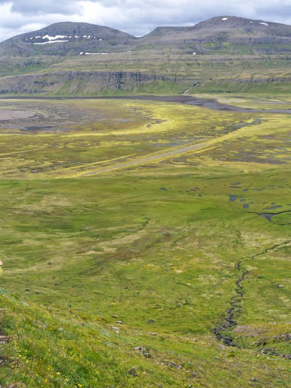 Woman hiking in Hornstrandir Nature Reserve