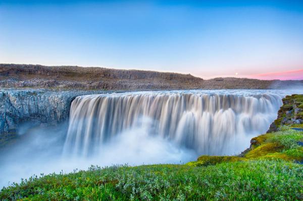 Dettifoss waterfall at sunrise