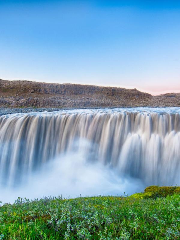 Dettifoss waterfall at sunrise