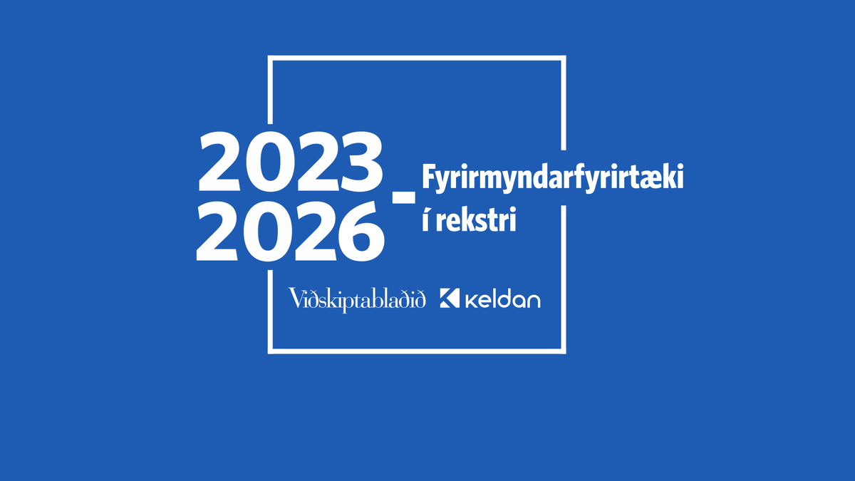 Hvítur texti á bláum grunni: Fyrirmyndarfyrirtæki í rekstri 2026, Viðskiptablaðið og Keldan.