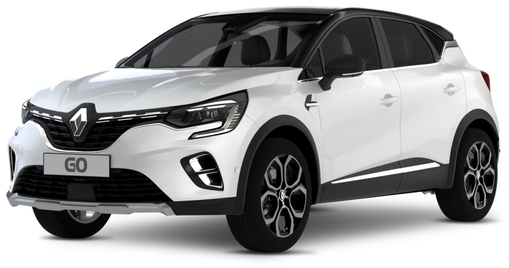 A white Renault Captur is shown on a transparent background.