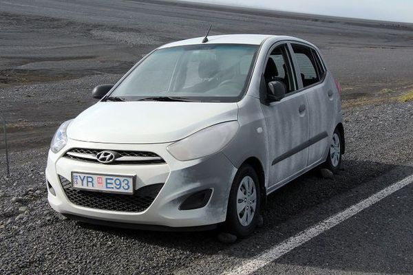 Sand and Ash damage in Iceland White car damaged after a ash and sand storm in Iceland
