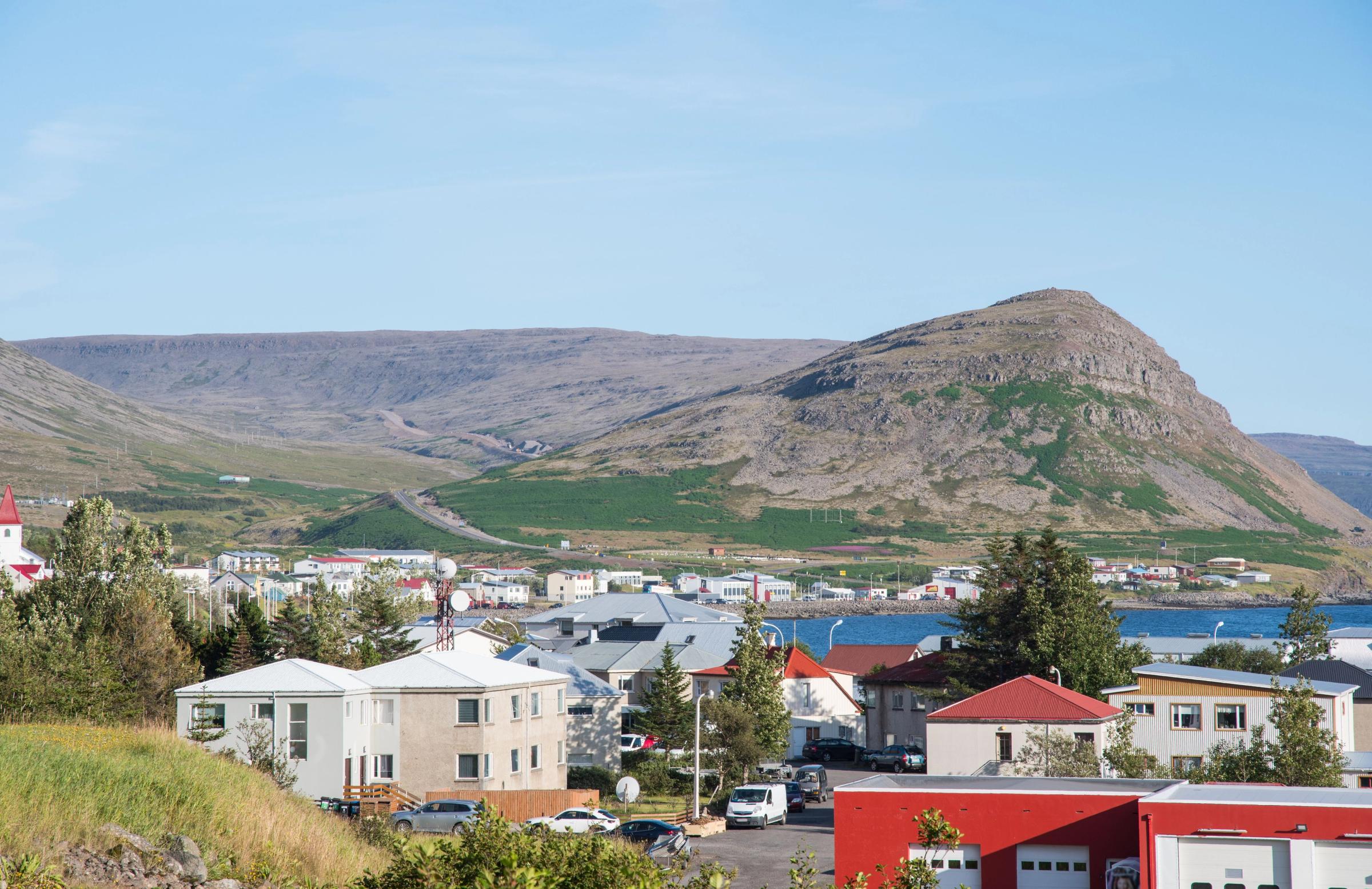 Town of Patreksfjörður on a sunny day