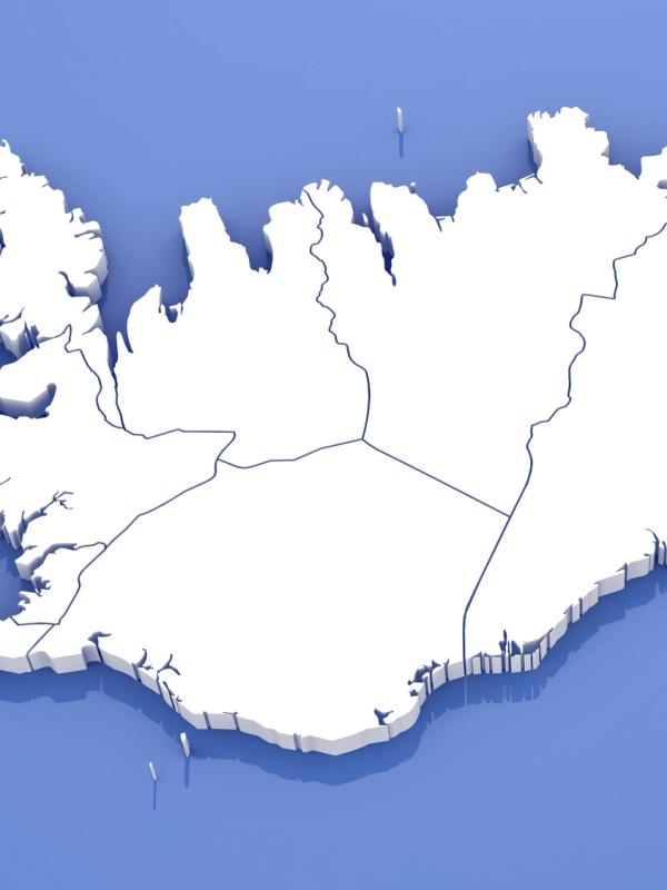 a 3d map of iceland is shown on a blue background .