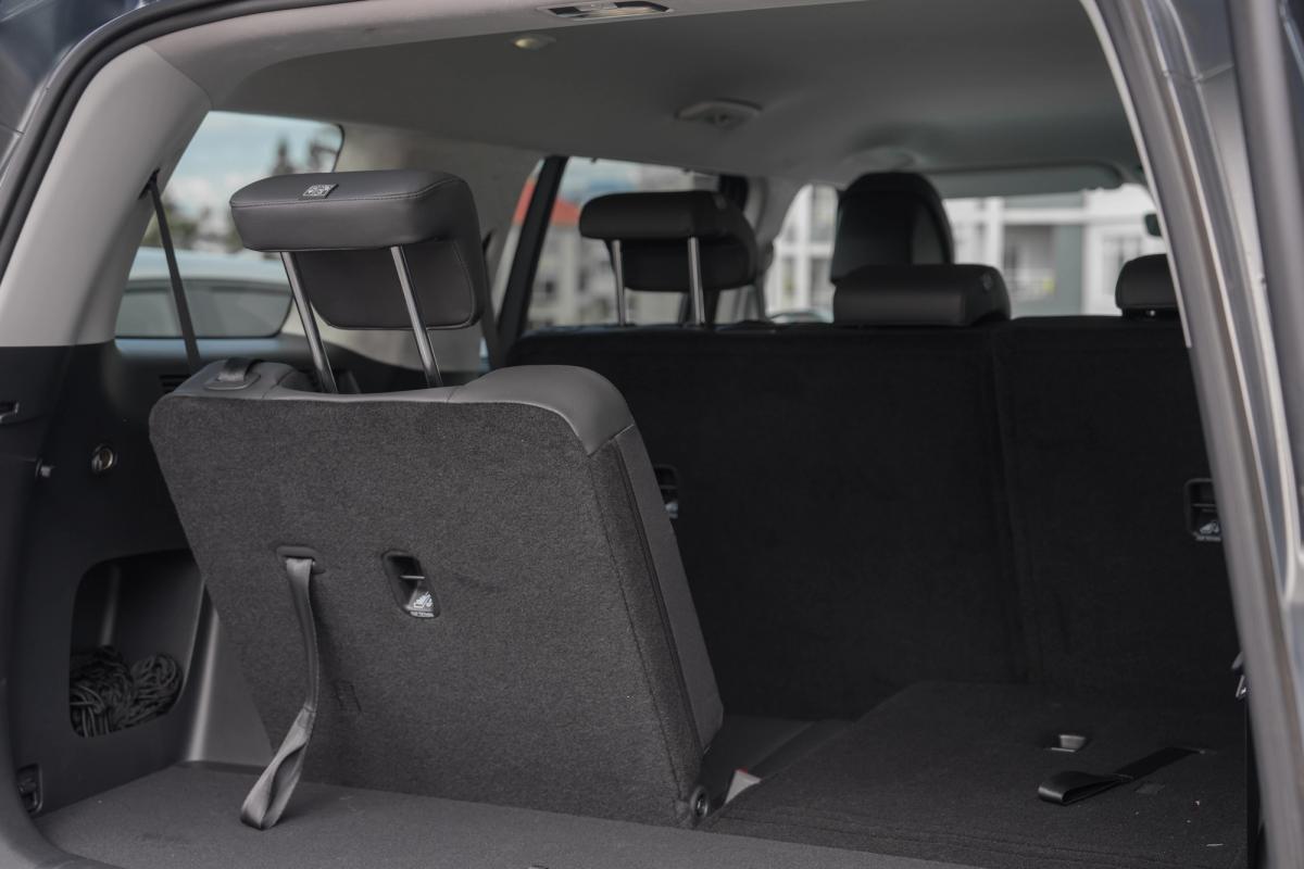 Hyundai Santa Fe boot with one third row seat folded flat to extend luggage space