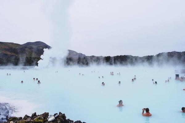 Blue Lagoon Iceland People relaxing in Blue Lagoon hot spring in Iceland