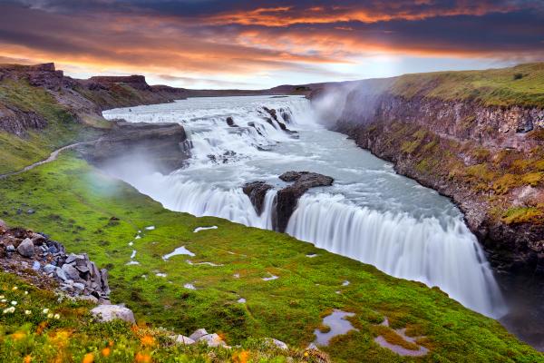 vista panorámica de la cascada Gullfoss