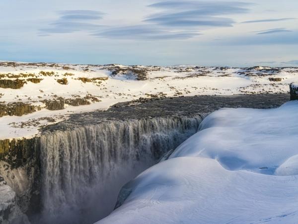 Detifoss covered in snow