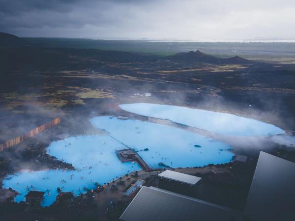 Foto aérea de los baños naturales de Myvatn