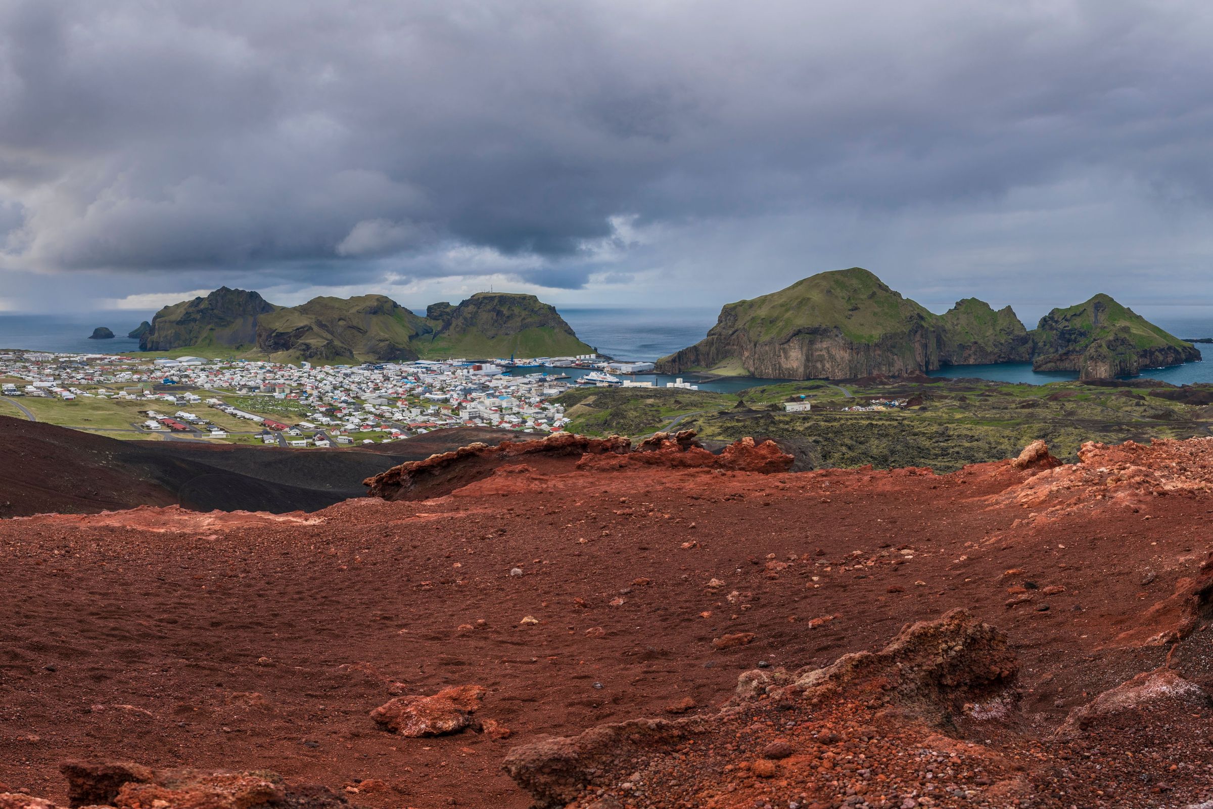 Panorama of Heimaey, Westman Islands, Iceland