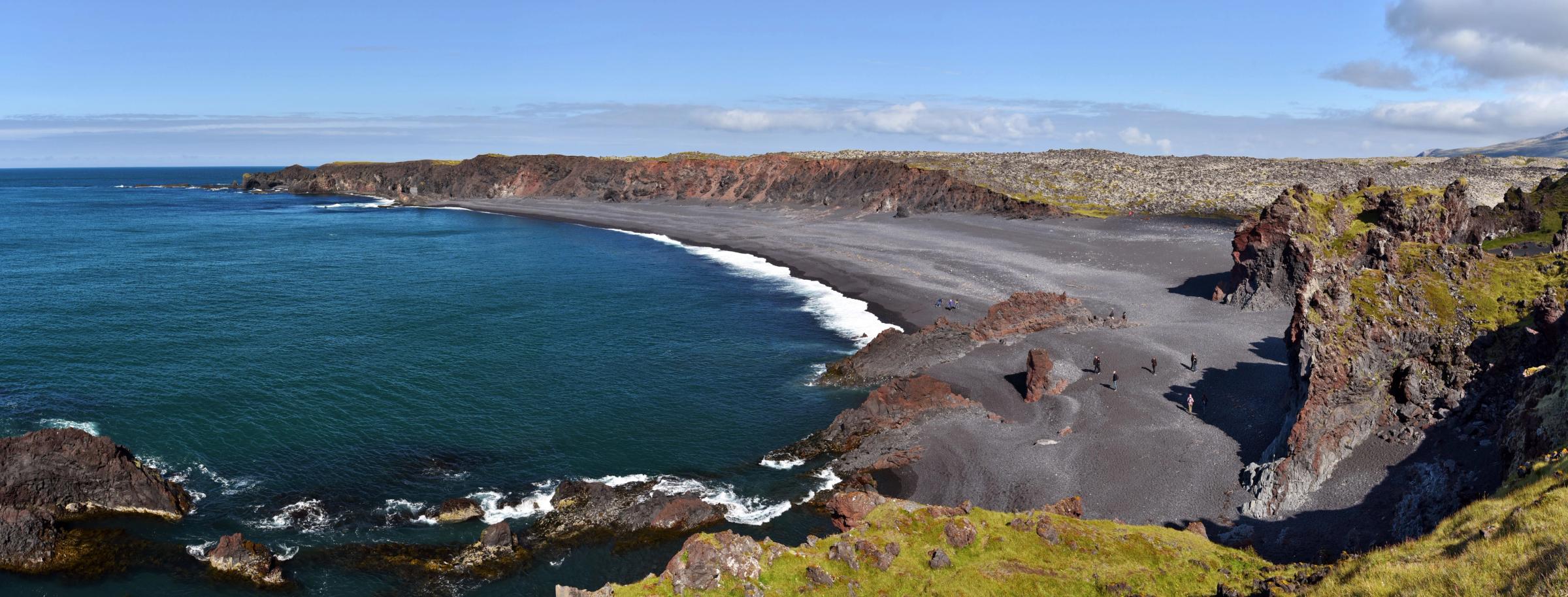Stunning nature at djúpalónssandur during a  early summer with volcanic rock around the beach.