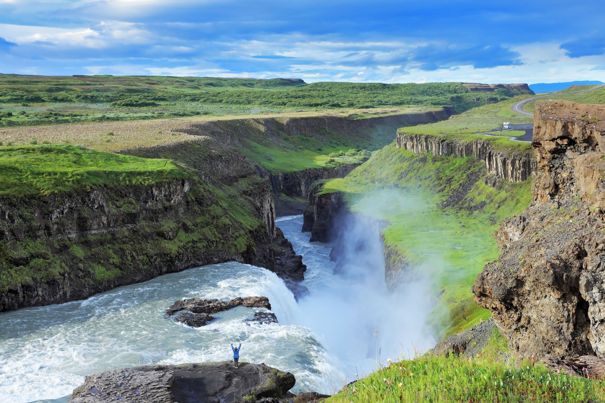 Gullfoss Canyon Aerial view of Gullfoss Canyon with its golden walls and powerful river