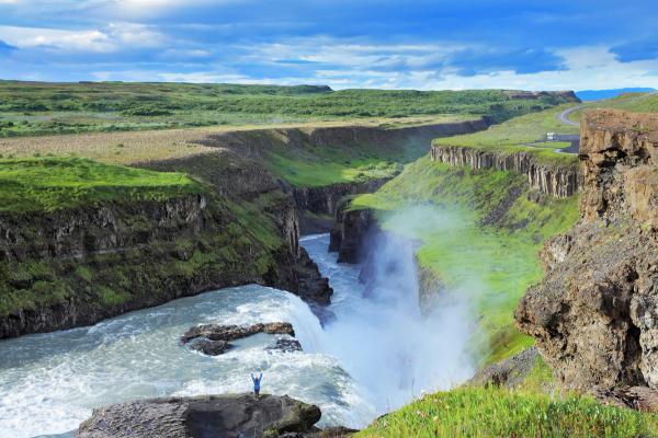 Gullfoss Canyon Aerial view of Gullfoss Canyon with its golden walls and powerful river