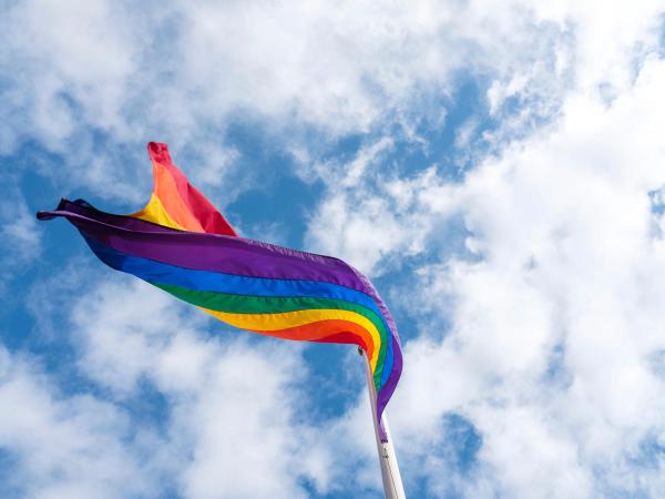  The gay pride flag flies in the Icelandic wind