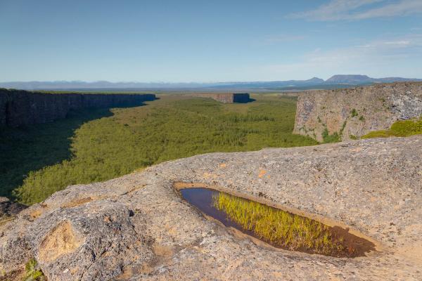 Aerial view of a massive canyon in Iceland