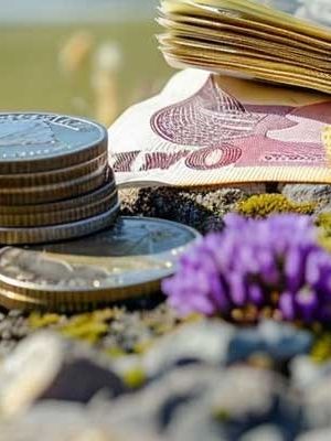 Dinero islandés en el suelo