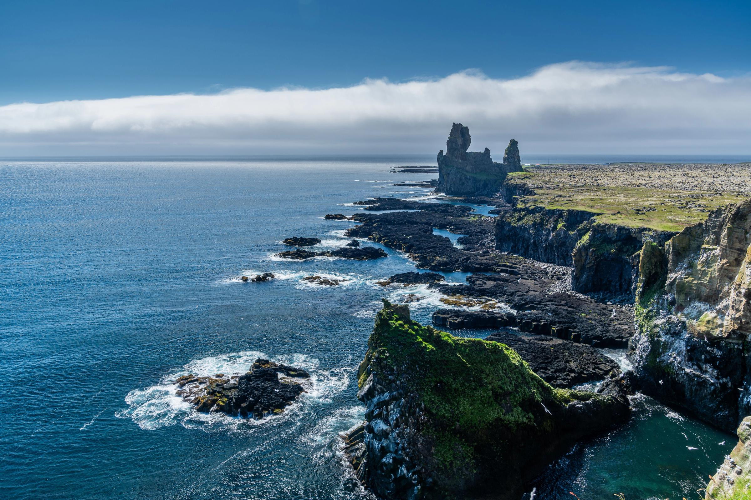 Lóndrangar Cliffs on a sunny day