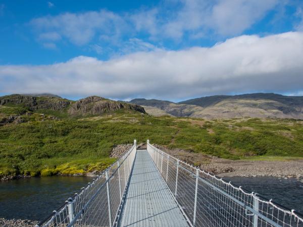 Walking bridge crossing a river