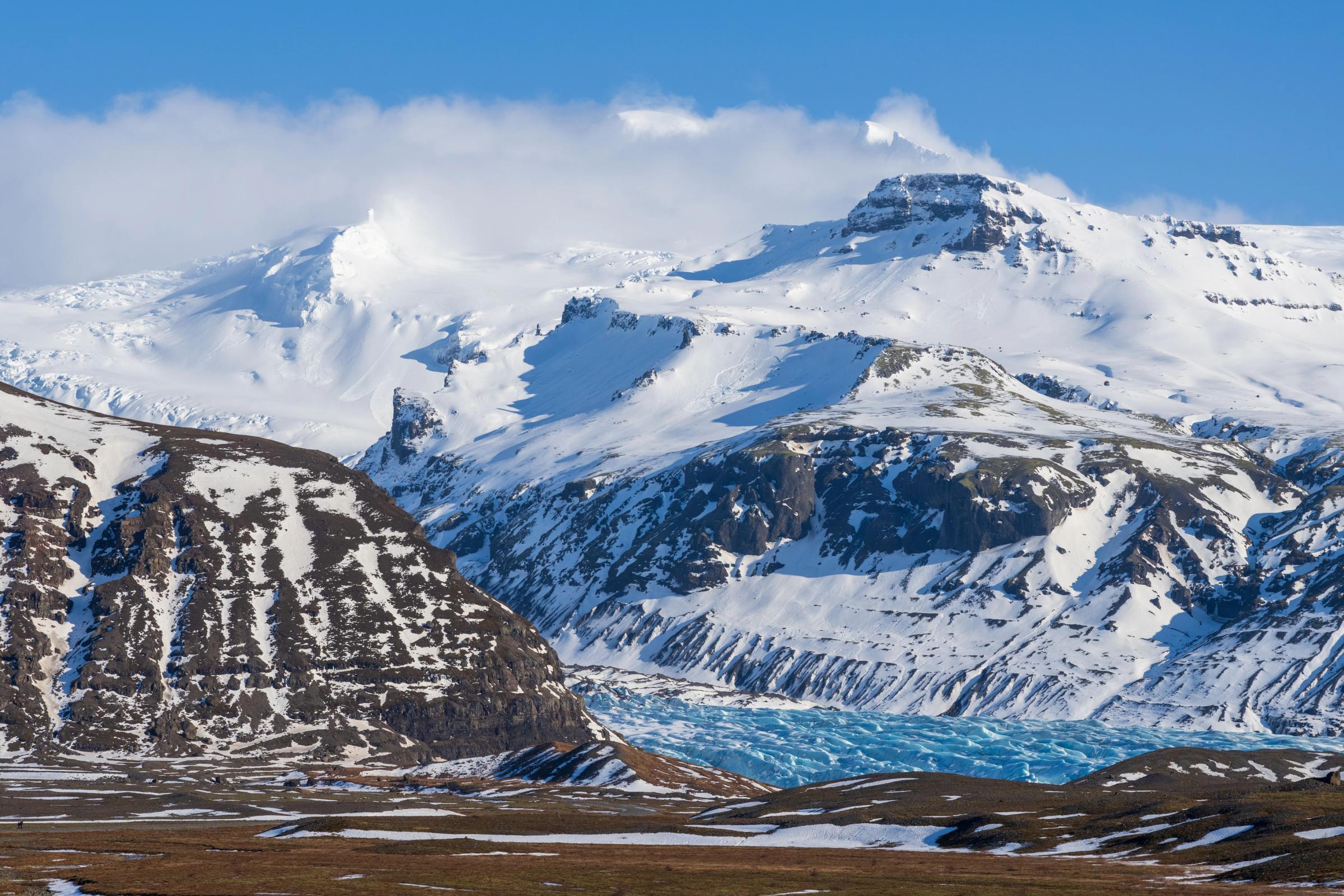 Skaftafell National Park in winter, Southeast Iceland.