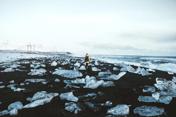 Person walking at Diamond Beach