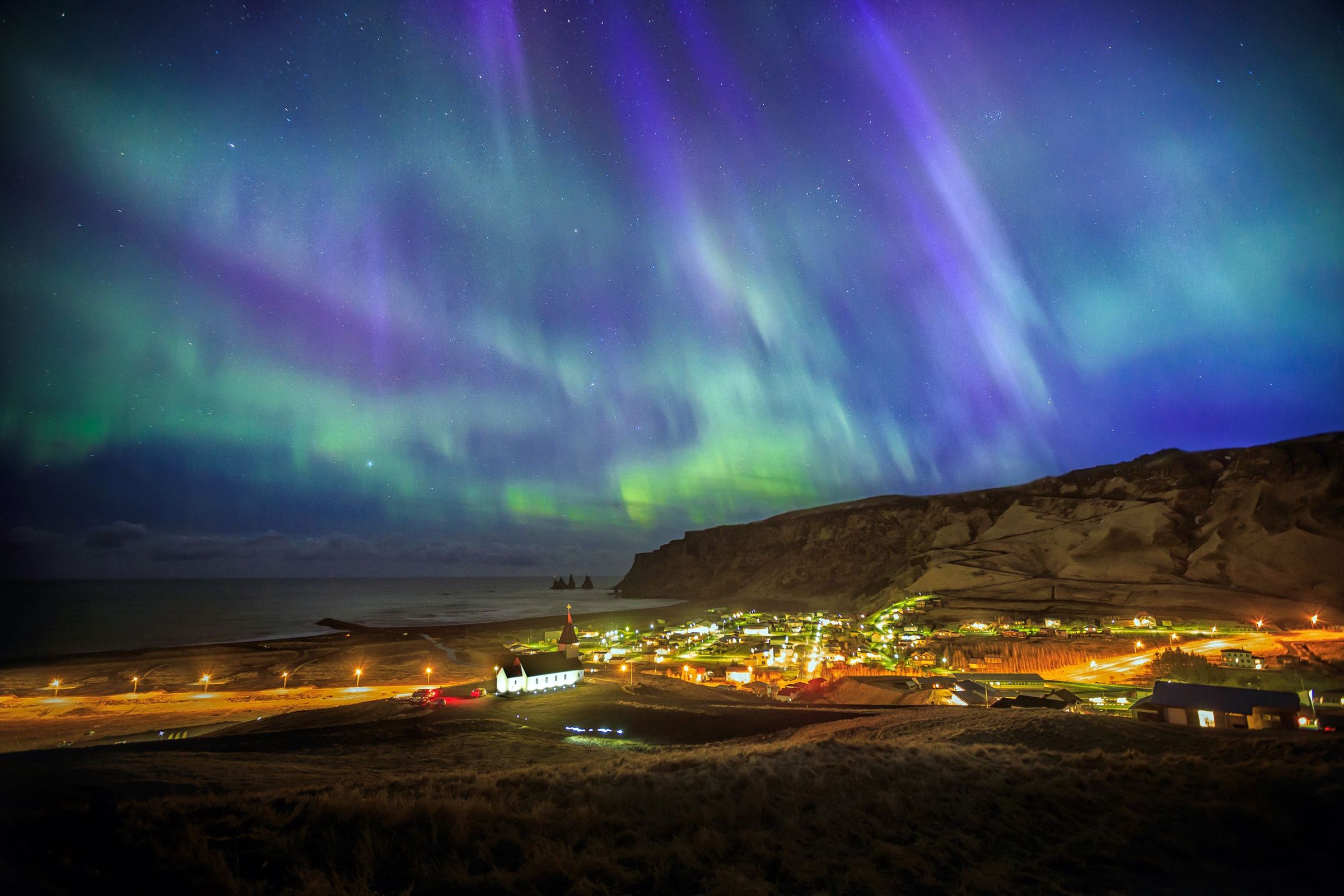 Aurora over Vik i Myrdal, Iceland