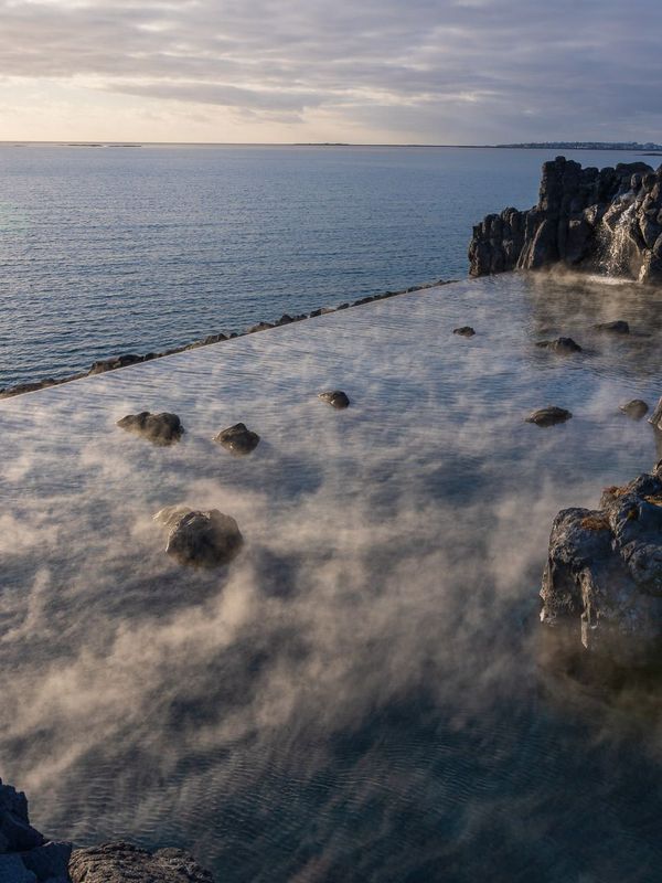 Sky lagoon Iceland Sky lagoon in Iceland, a hot spring near Reykjavik