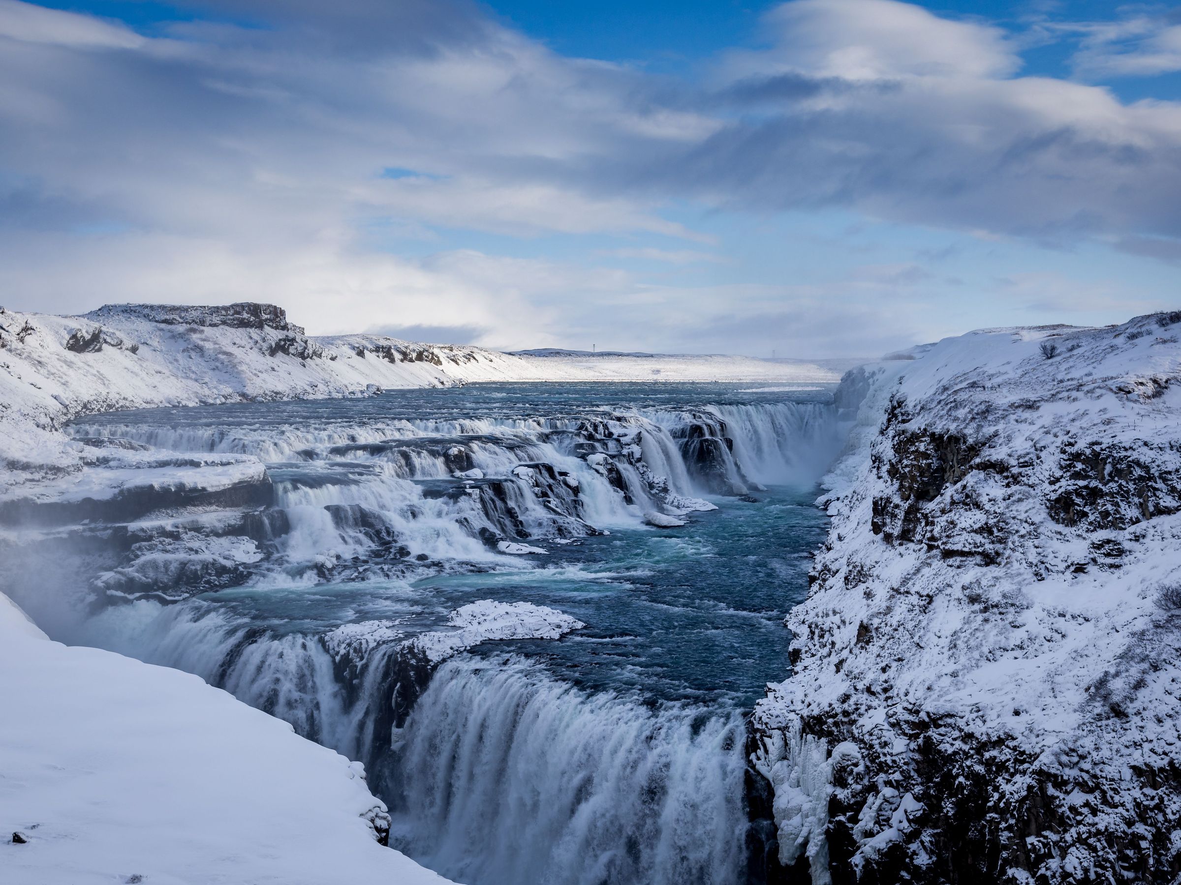 Gullfoss waterfall in winter