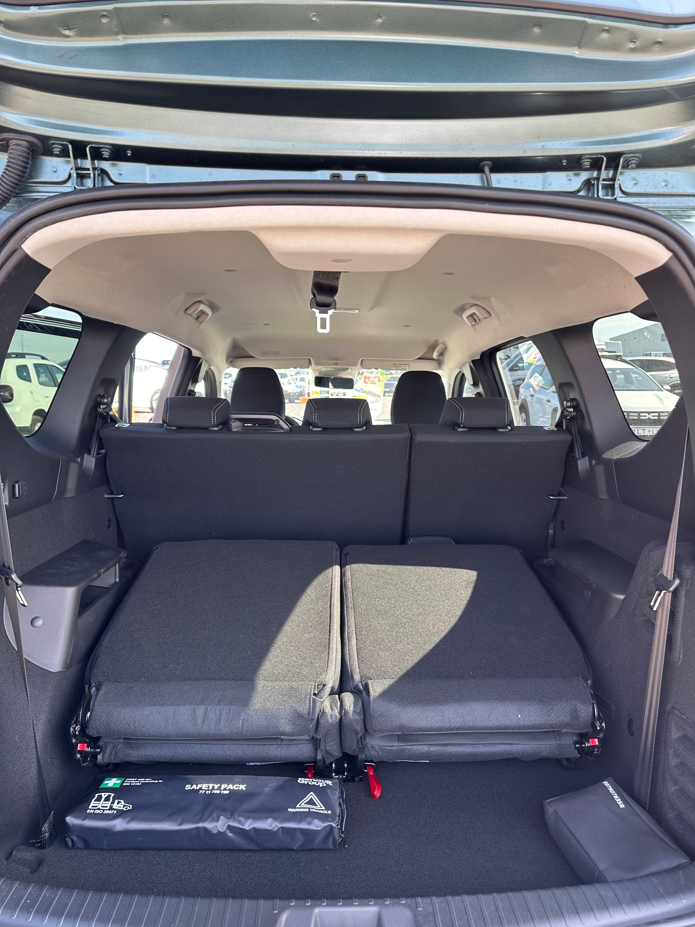 Dacia Jogger cargo area with rear seats folded flat for extra luggage space