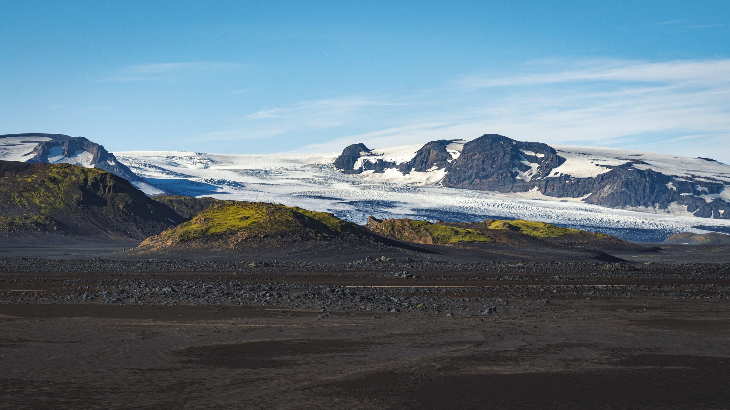 Katla Volcano on a sunny day with some clouds above it