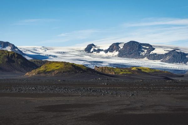 Katla Volcano on a sunny day with some clouds above it