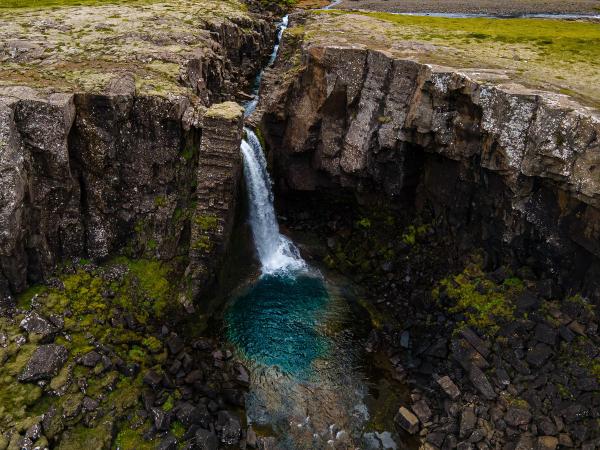 Folaldafoss Waterfall from above