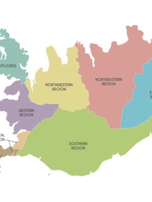 Map of the regions of Iceland