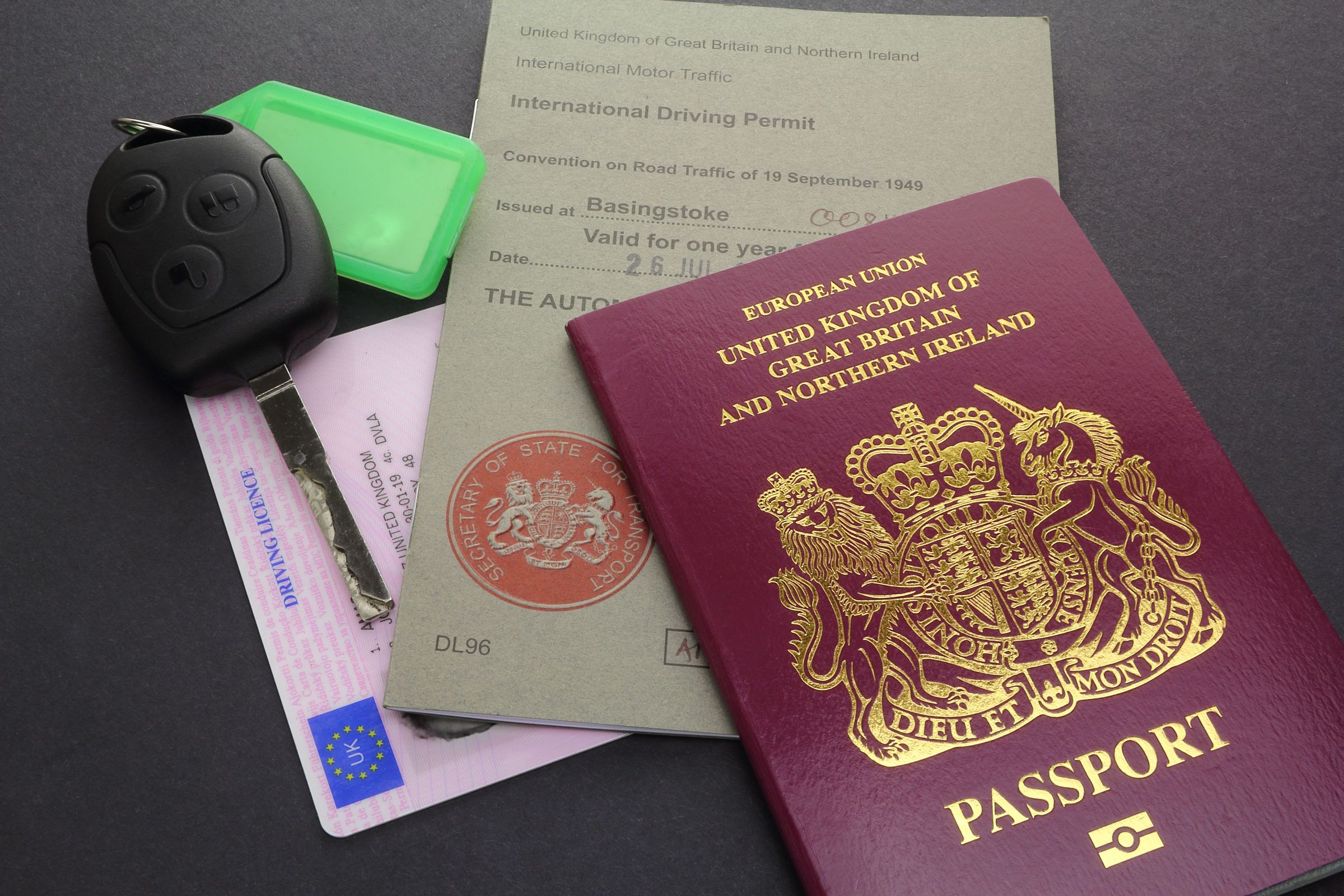 Pasaporte, permiso europeo de conducción, y permiso internacional de conducción