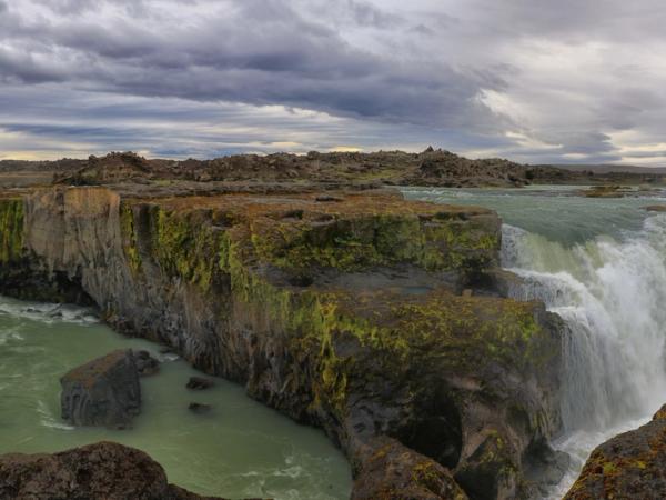 Panoramic of Hrafnabjargafoss Waterfall