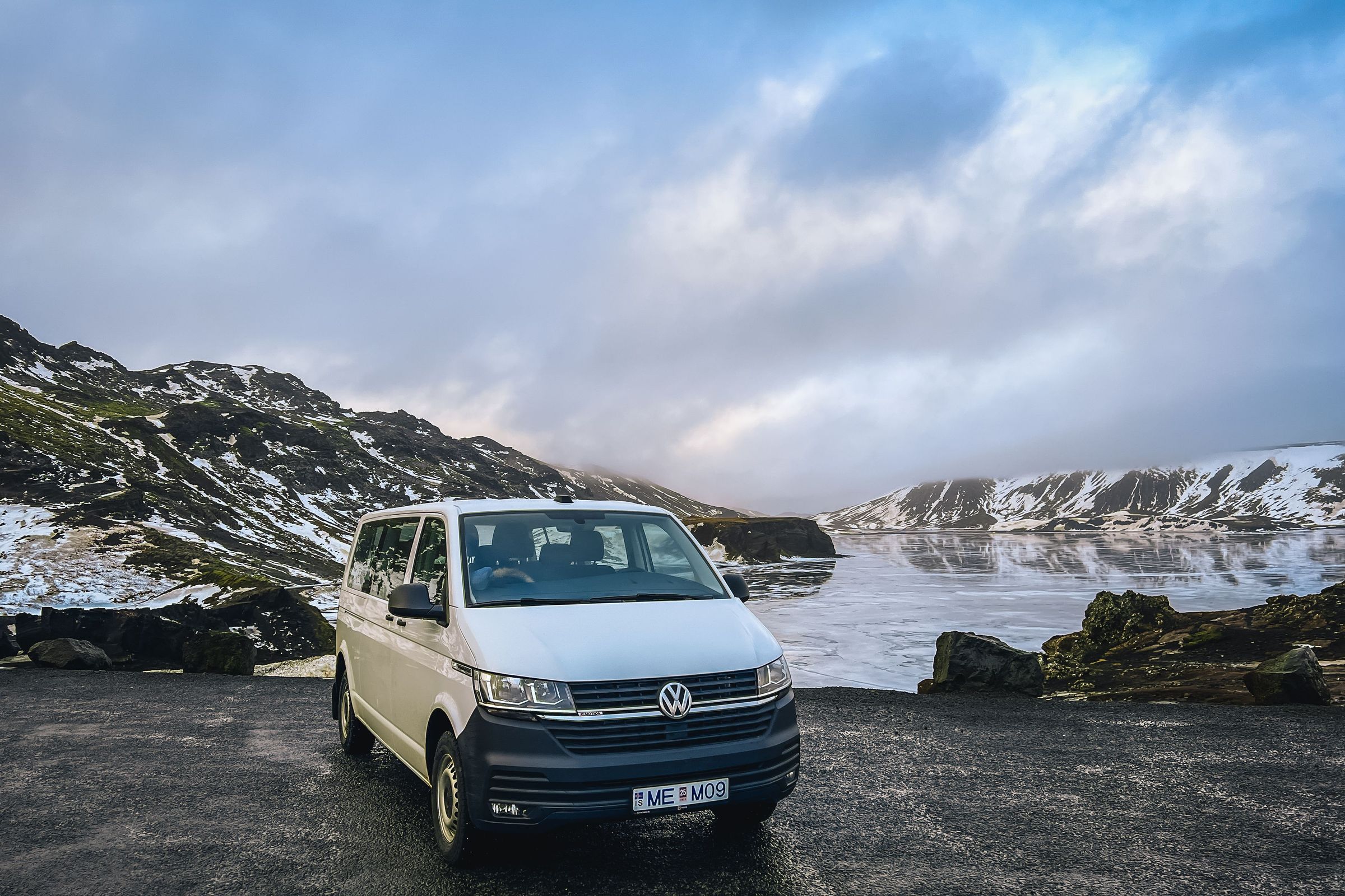 Minivan Volkswagen A minivan for 8 people parked in Iceland