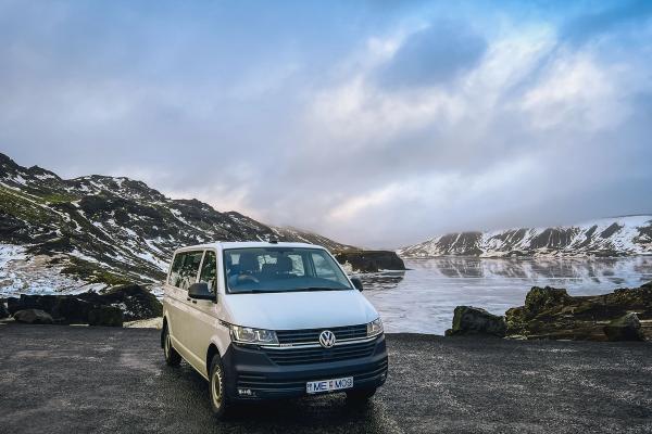 Minivan Volkswagen A minivan for 8 people parked in Iceland