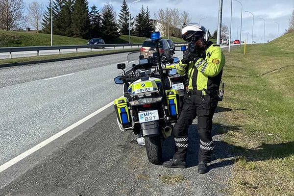 An icelandic police agent with a motorbike