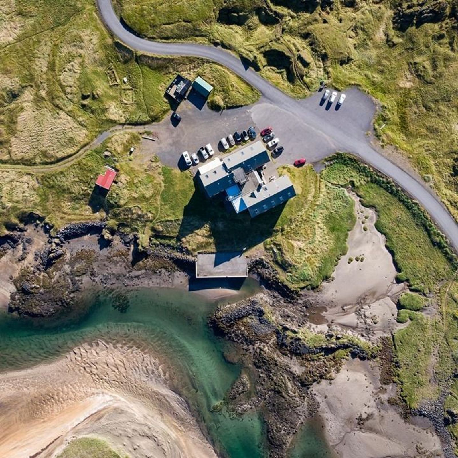 Drone aerial of Hótel Búðir