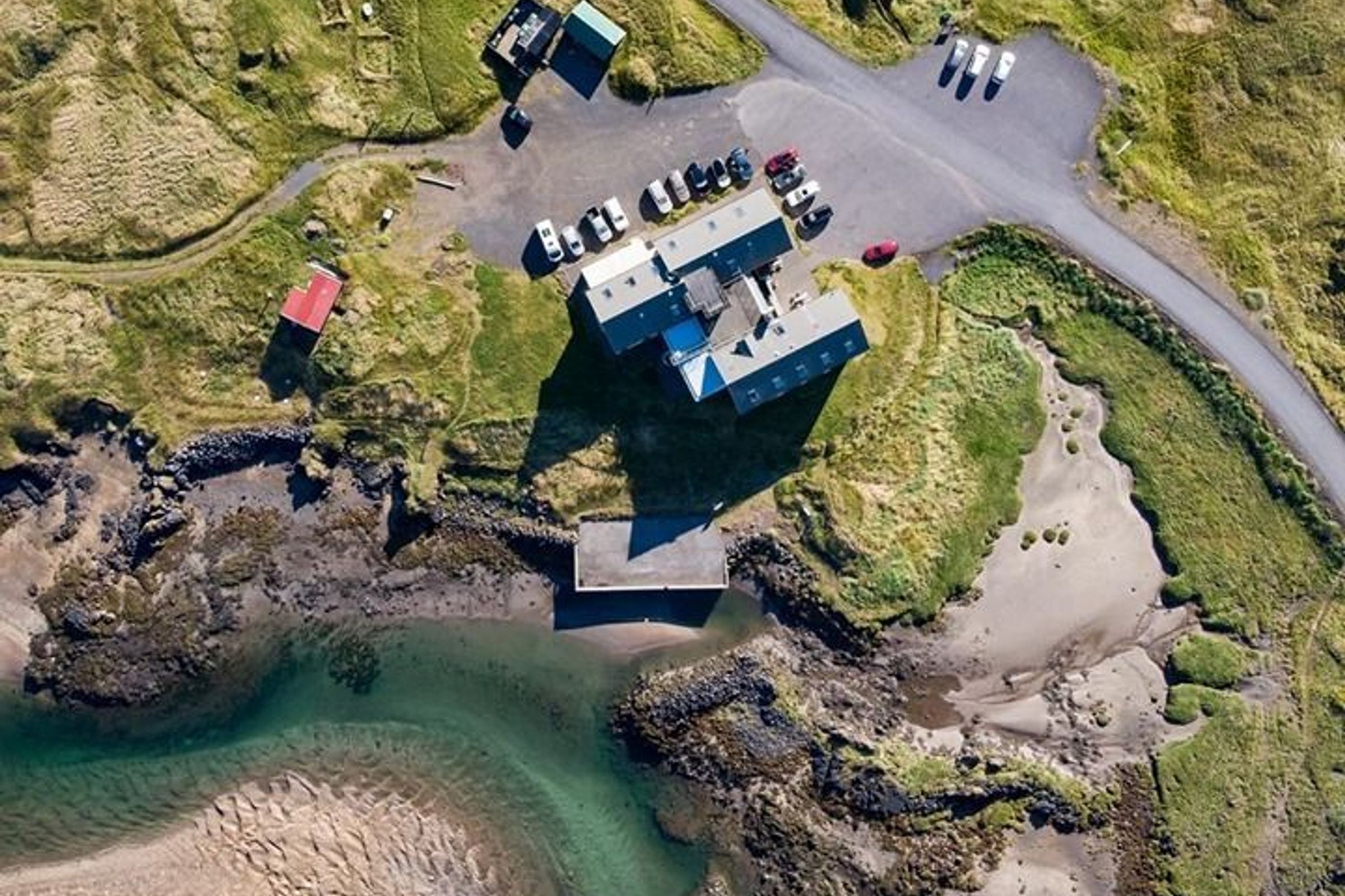 Drone aerial of Hótel Búðir