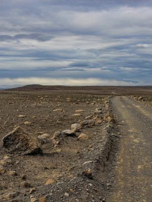 a dirt road in the middle of a desert, Sprengisandur Route