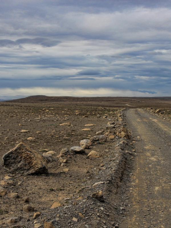a dirt road in the middle of a desert, Sprengisandur Route