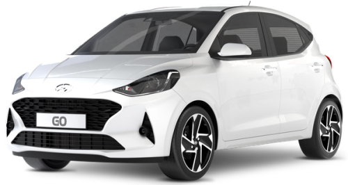 Hyundai i10 smábíll blár Hyundai i10 er sýndur á gegnsæjum bakgrunni