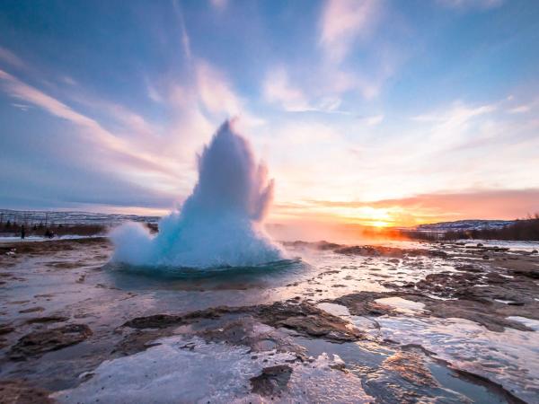 Eruption of the Geyser Strokkur in Iceland