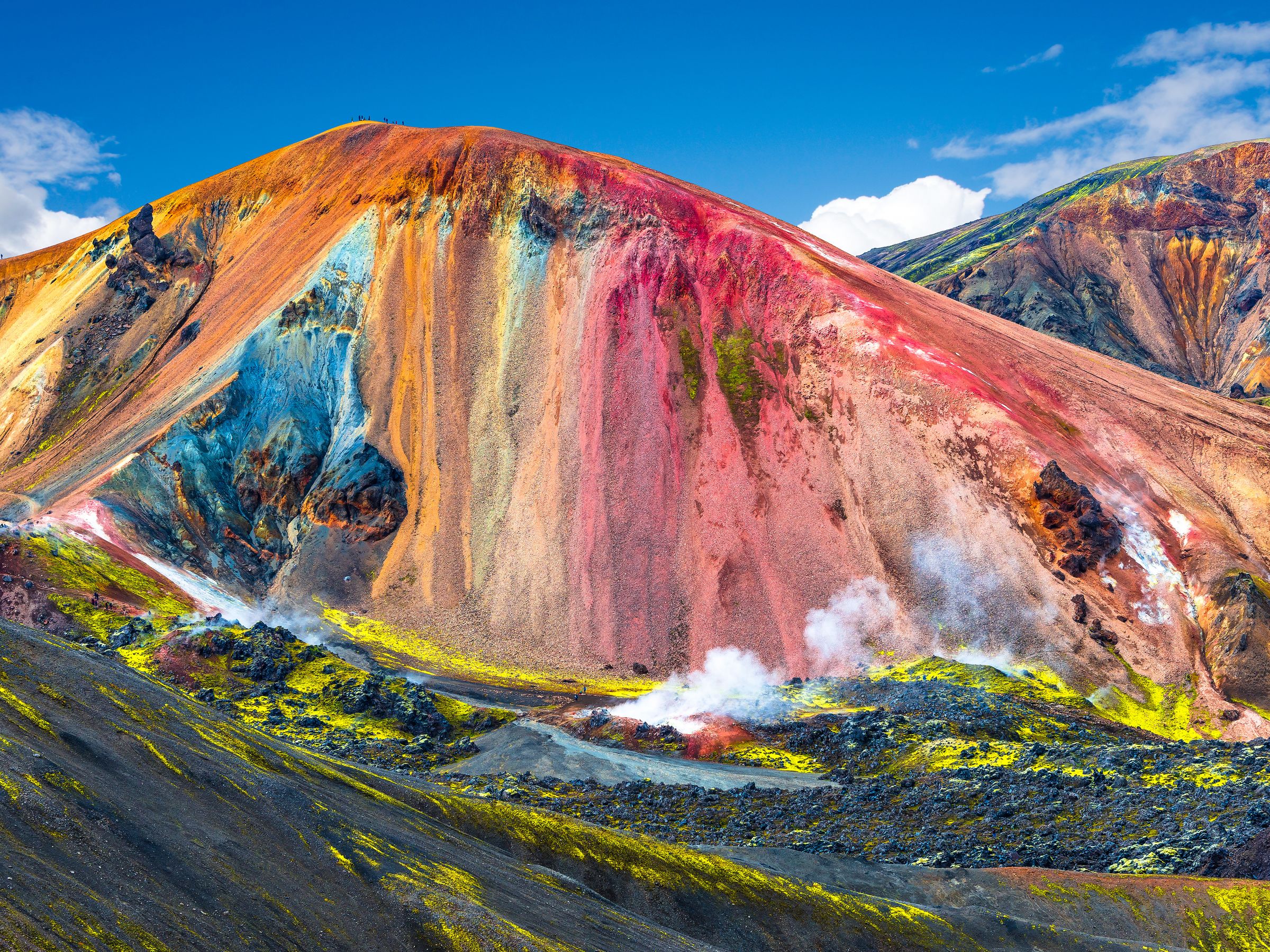 a mountain with many different colors