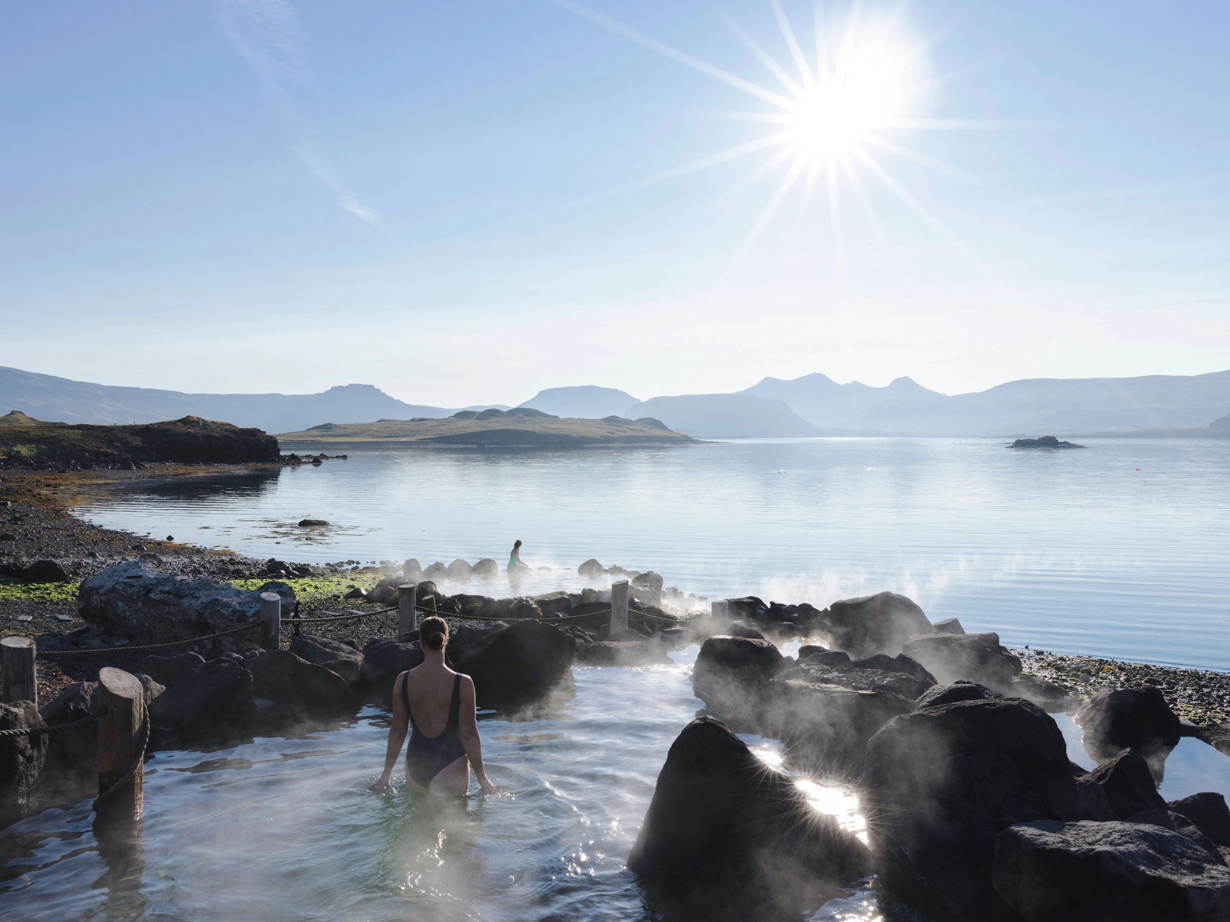 Hvamsvik hot spring in iceland