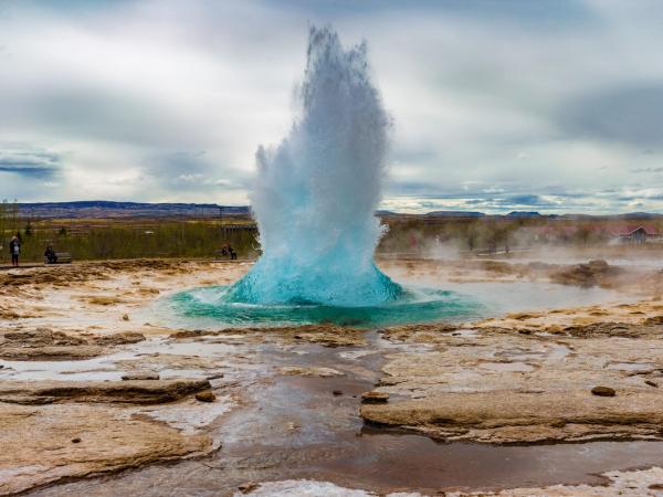 The Great Geysir erupting in Spring, Iceland