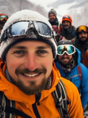 Portrait of young person winter day in March in Iceland