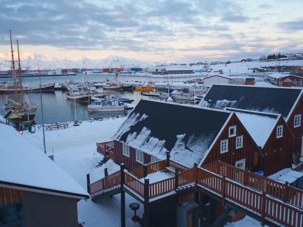Húsavík's harbor in winter