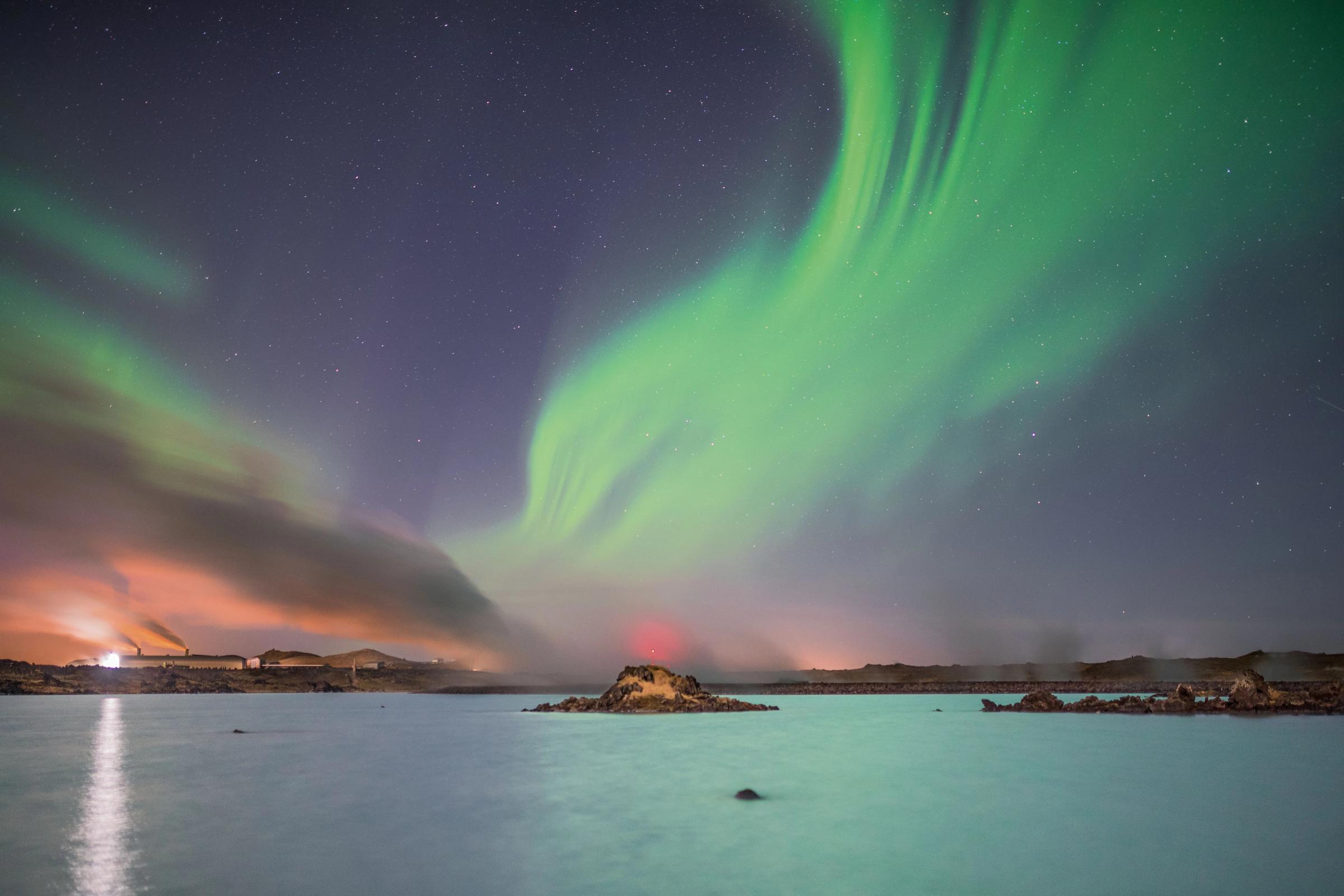 Auroras boreales en el Blue Lagoon