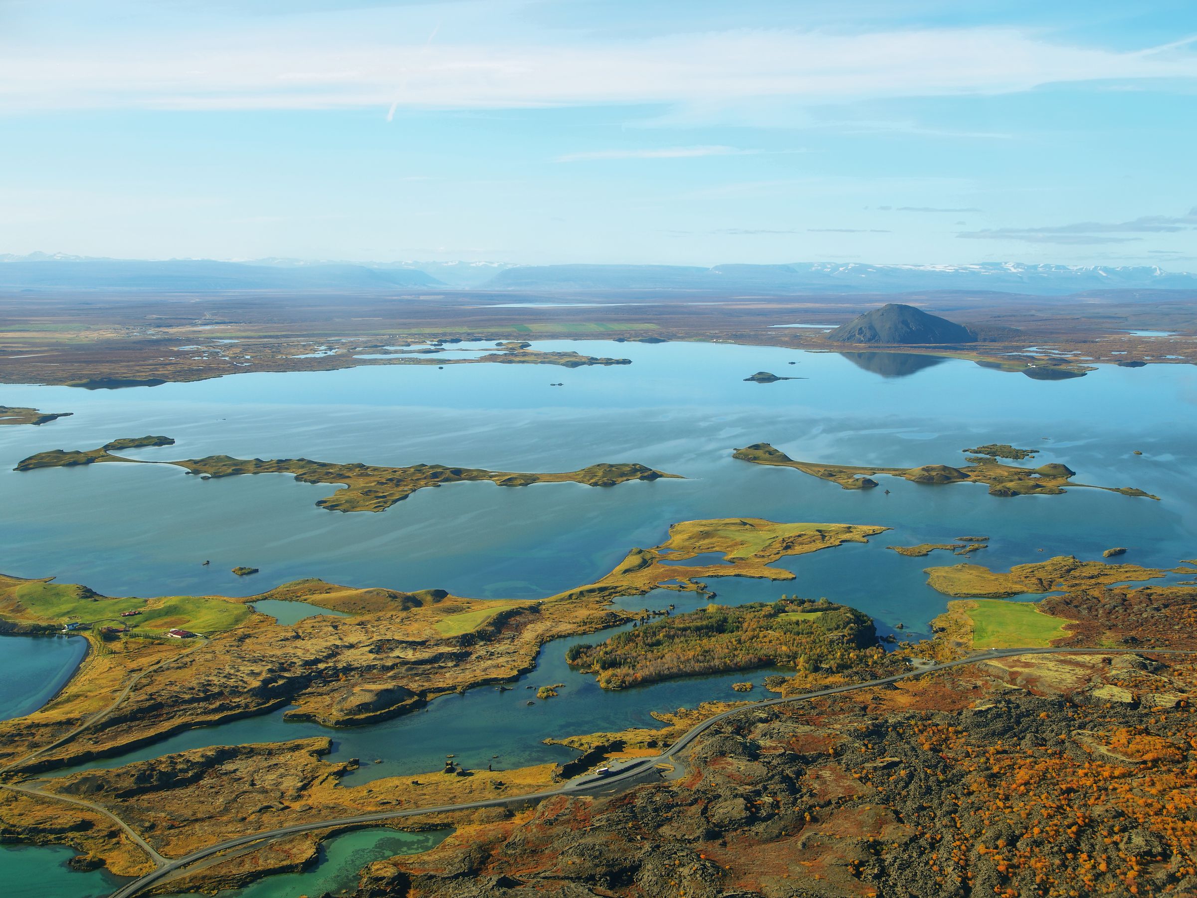 Vue aérienne du lac Myvatn, dans le nord de l'Islande